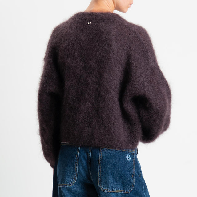 Dixie-Cardigan mohair chiusura asimmetrica - marrone