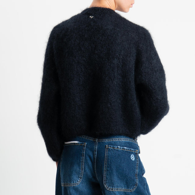 Dixie-Cardigan mohair chiusura asimmetrica- nero
