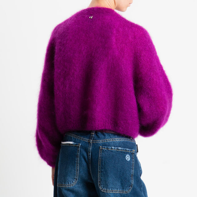 Dixie-Cardigan mohair chiusura asimmetrica - ortensia