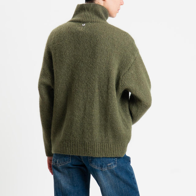 Dixie-Maglia mohair collo montato bordi a coste - militare