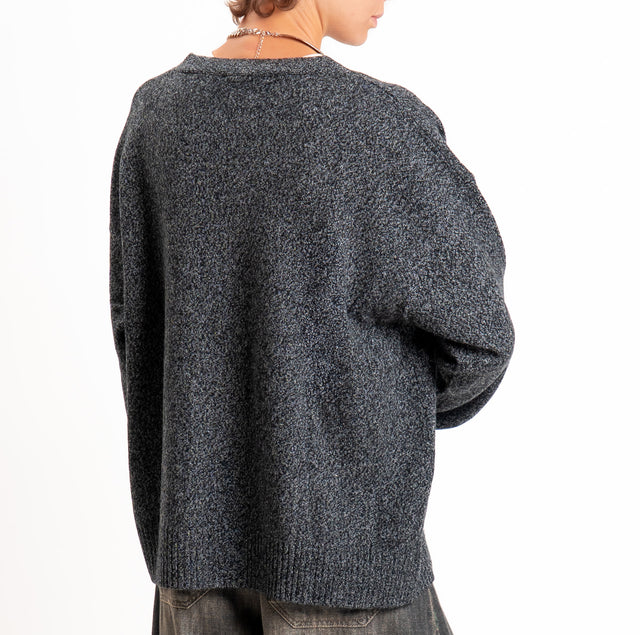 Dixie-Cardigan 100%LANA - grigio/nero