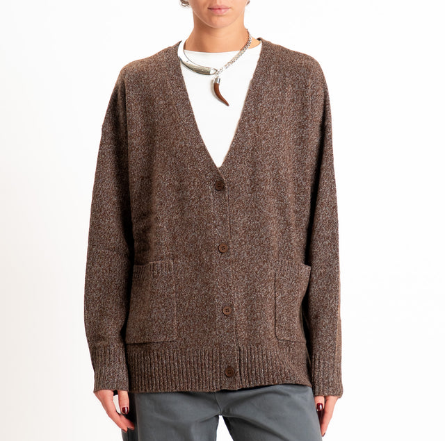 Dixie-Cardigan 100%LANA - moro/grigio