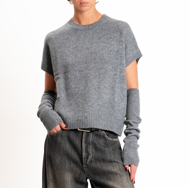 Dixie-Maglia con manicotti 100%LANA - grigio