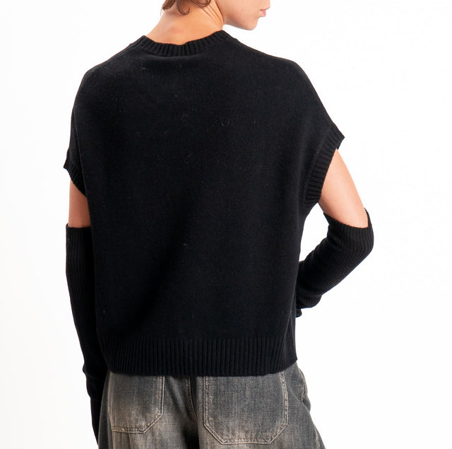 Dixie-Maglia con manicotti 100%LANA - nero