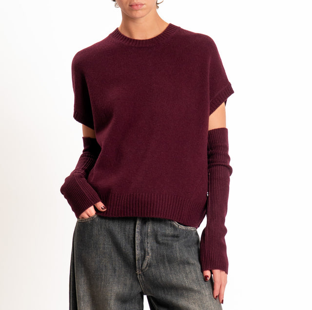 Dixie-Maglia con manicotti 100%LANA - vino