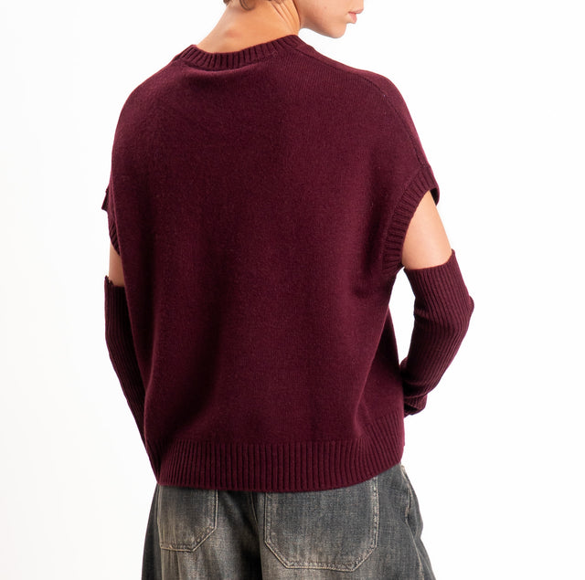 Dixie-Maglia con manicotti 100%LANA - vino