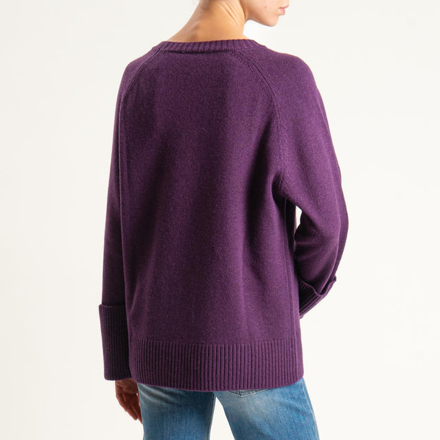 Dixie-Maglia scatola 100% lana - melanzana