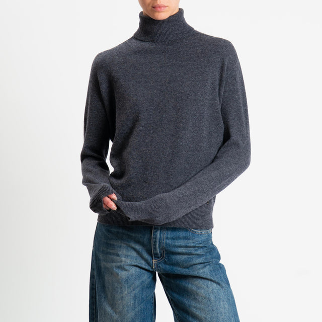 Dixie-Maglia 100 % lana collo alto - antracite