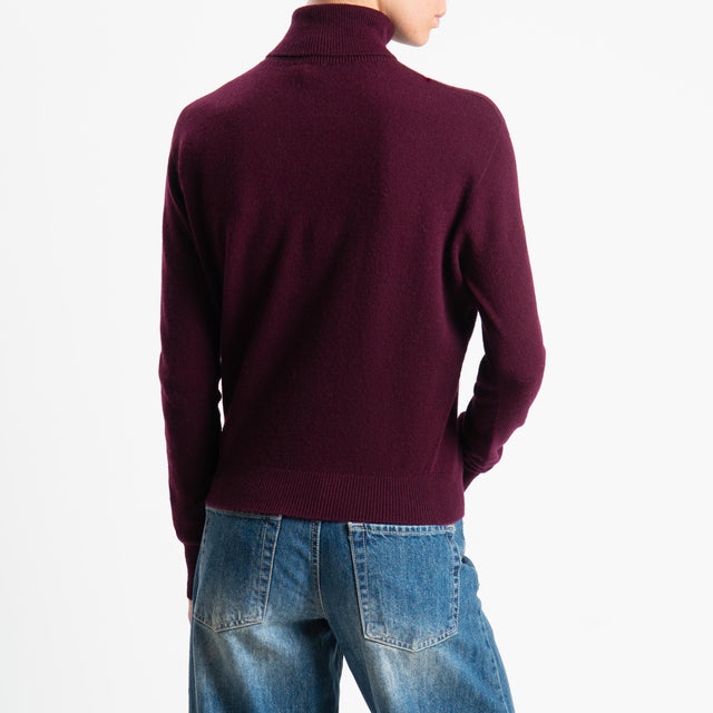 Dixie-Maglia 100 % lana collo alto - vino