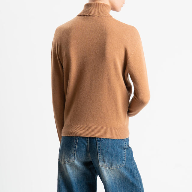 Dixie-Maglia 100 % lana collo alto - cammello