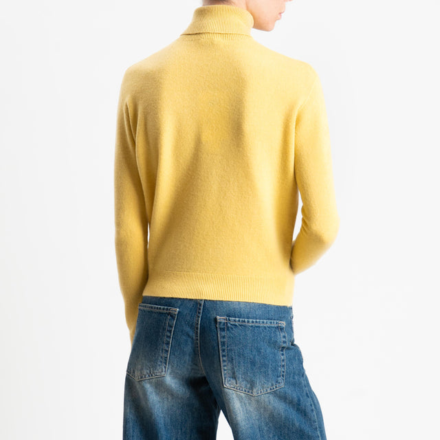 Dixie-Maglia 100 % lana collo alto - giallo