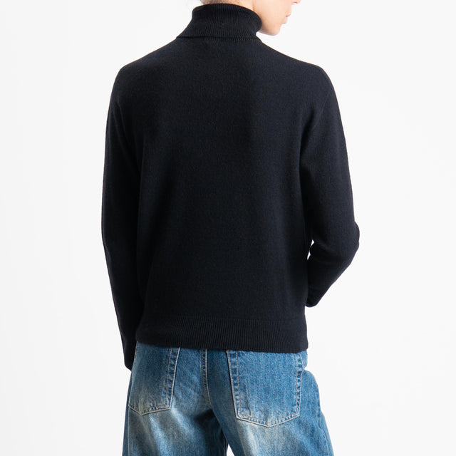 Dixie-Maglia 100 % lana collo alto - nero