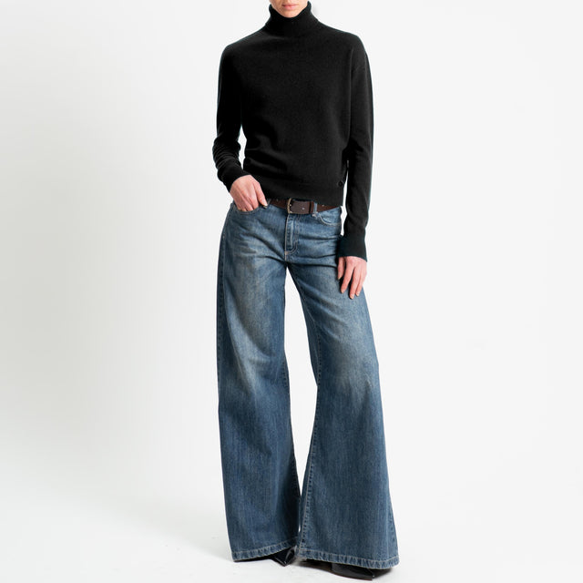 Dixie-Maglia 100 % lana collo alto - nero