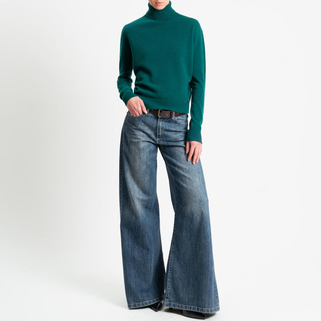 Dixie-Maglia 100 % lana collo alto - verde