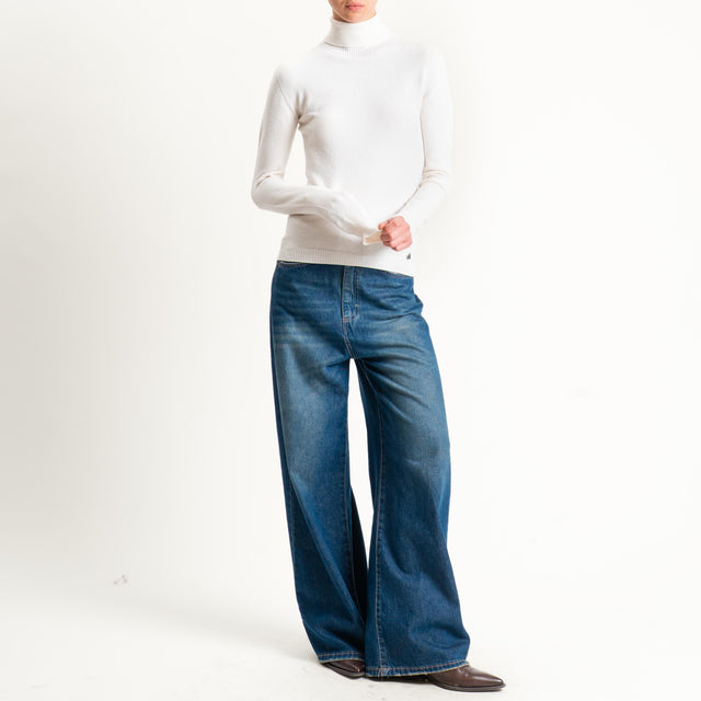 Dixie-Maglia collo alto elasticizzata - crema