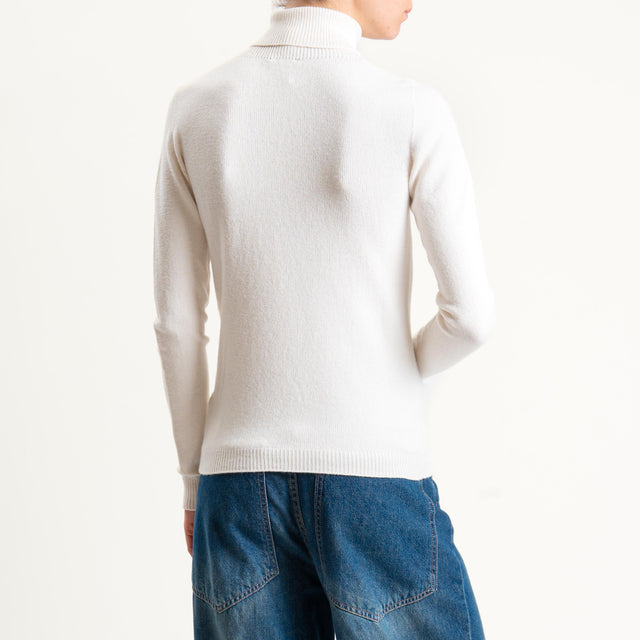 Dixie-Maglia collo alto elasticizzata - crema