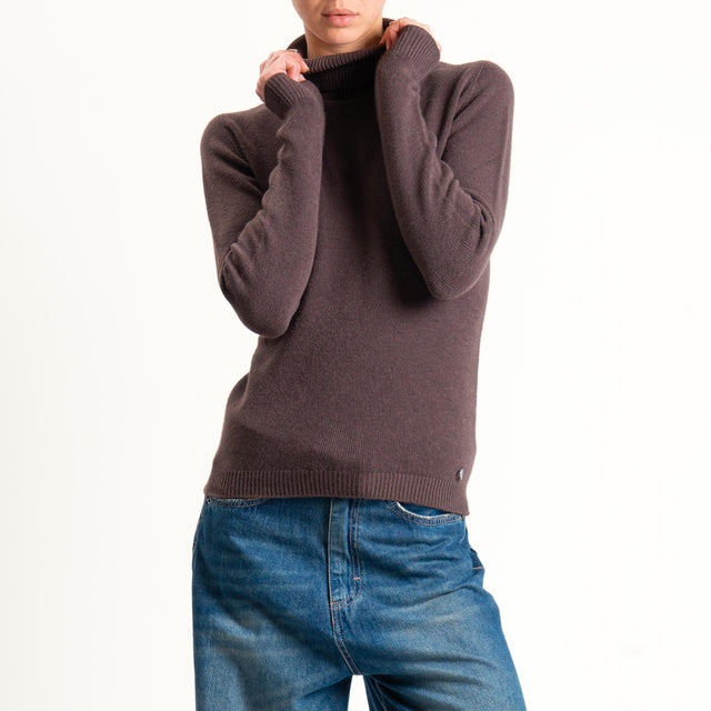 Dixie-Maglia collo alto elasticizzata - moro