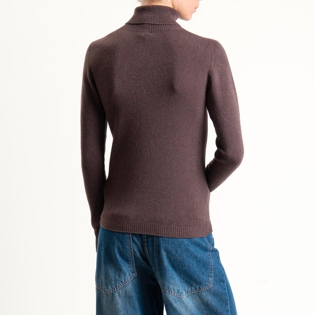 Dixie-Maglia collo alto elasticizzata - moro