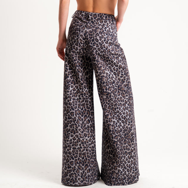 Dixie-Pantalone animalier wide leg - moro/nero