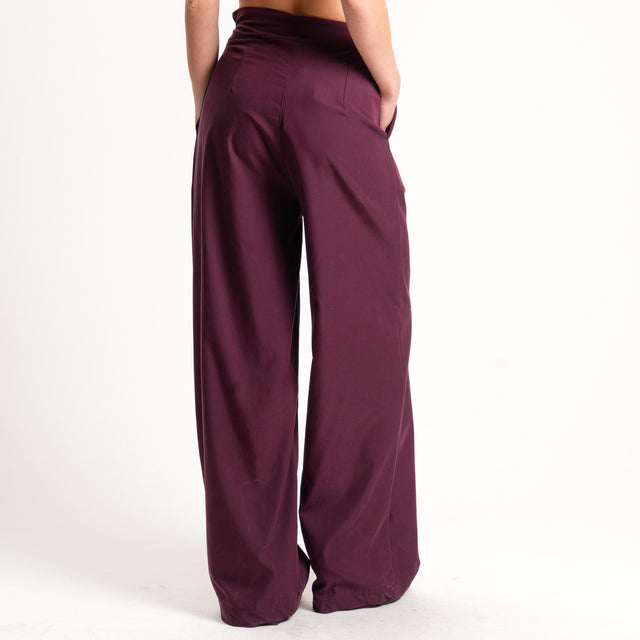 Dixie-Pantalone wide leg con pinces - Bordeaux