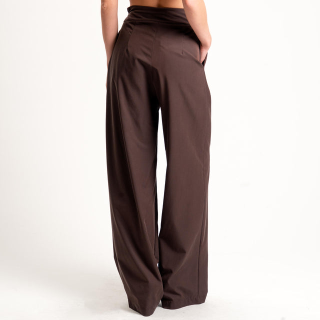 Dixie-Pantalone wide leg con pinces - moro