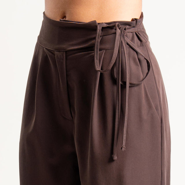 Dixie-Pantalone wide leg con pinces - moro