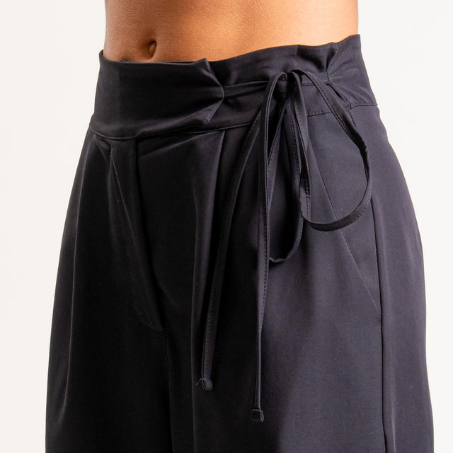 Dixie-Pantalone wide leg con pinces - nero