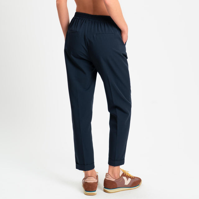 Dixie-Pantalone elastico dietro con pinces - blu