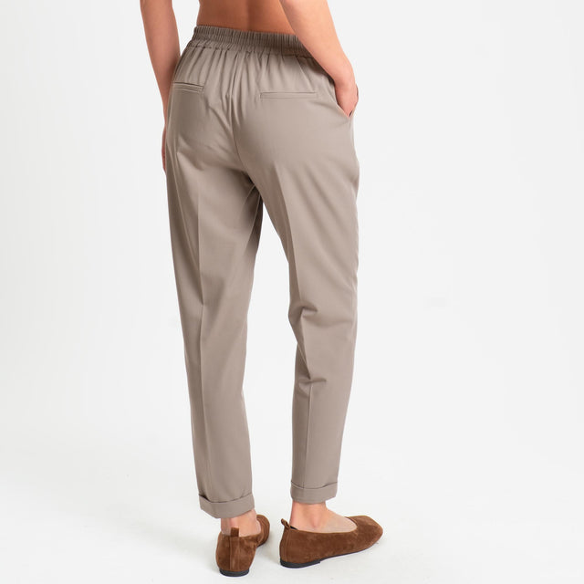 Dixie-Pantalone elastico dietro con pinces - fango