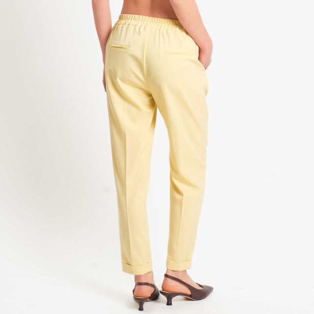 Dixie-Pantalone elastico dietro con pinces - giallo