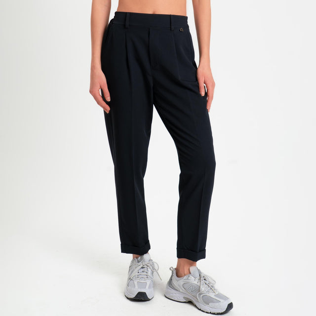 Dixie-Pantalone elastico dietro con pinces - nero