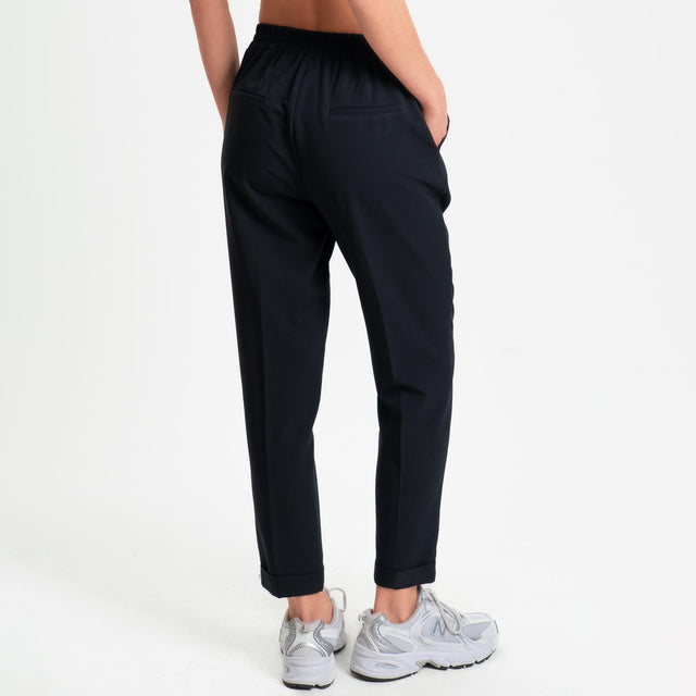 Dixie-Pantalone elastico dietro con pinces - nero