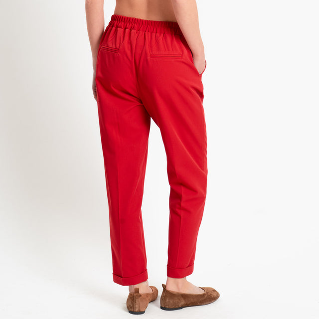 Dixie-Pantalone elastico dietro con pinces - rosso