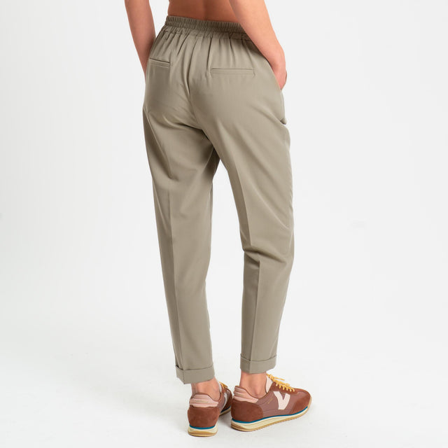 Dixie-Pantalone elastico dietro con pinces - salvia