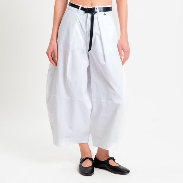 Dixie-Pantalone balloon cropped fit - bianco