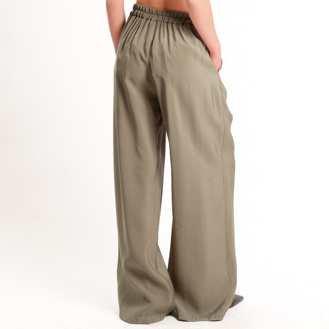 Dixie-Pantalone tessuto modal elastico in vita - salvia