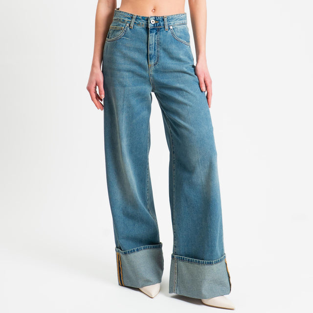 Dixie-Jeans wide leg con risvolto - denim