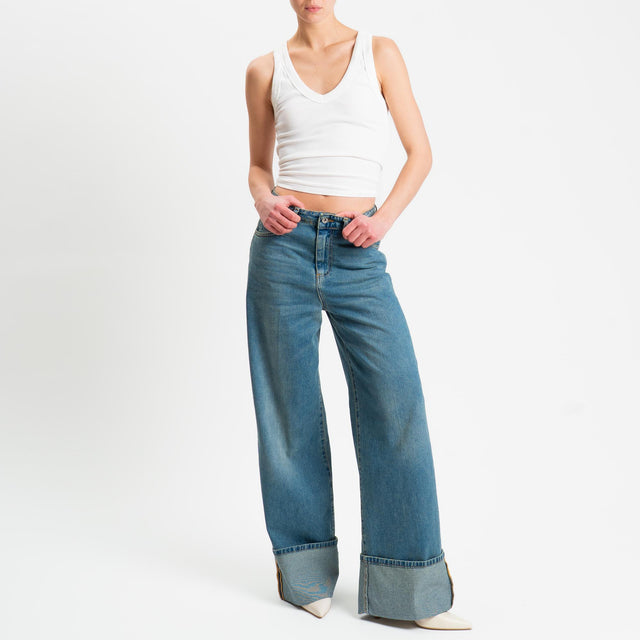 Dixie-Jeans wide leg con risvolto - denim