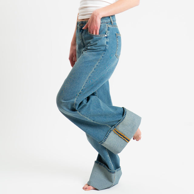 Dixie-Jeans wide leg con risvolto - denim