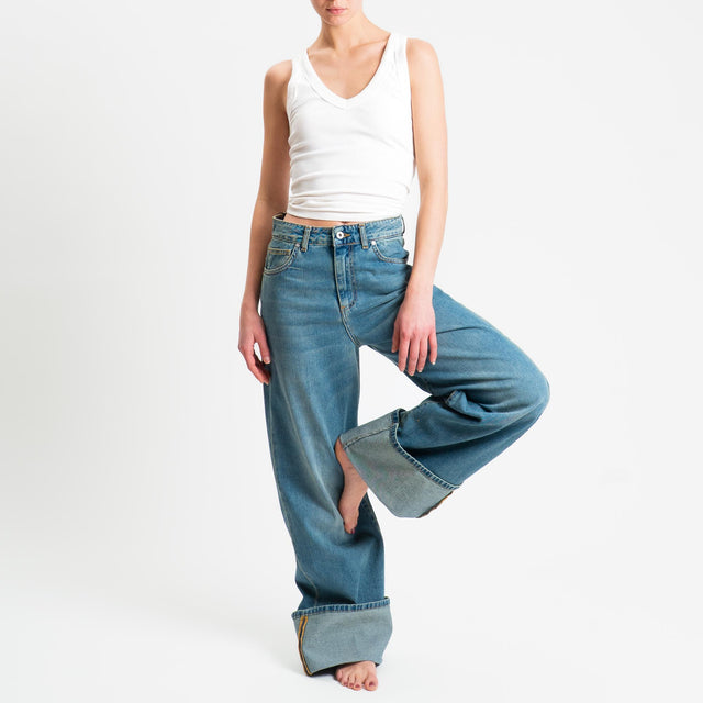 Dixie-Jeans wide leg con risvolto - denim