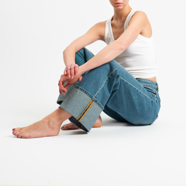 Dixie-Jeans wide leg con risvolto - denim