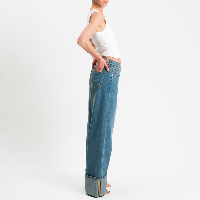 Dixie-Jeans wide leg con risvolto - denim