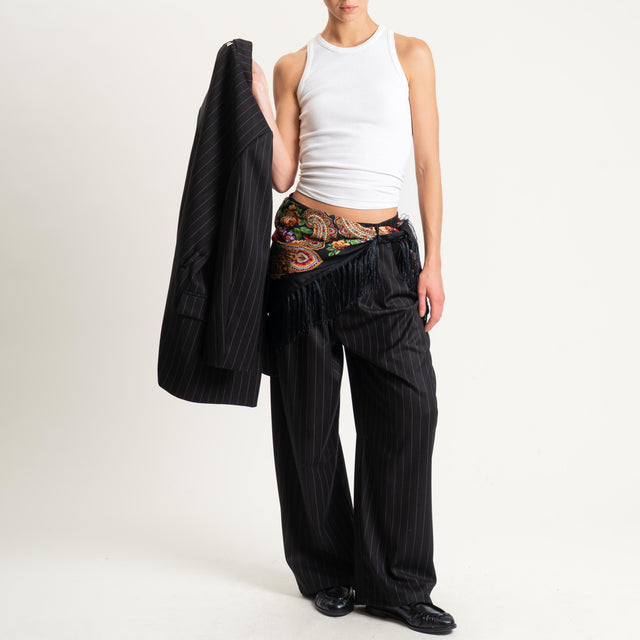 Dixie-Pantalone gessato con foulard - nero