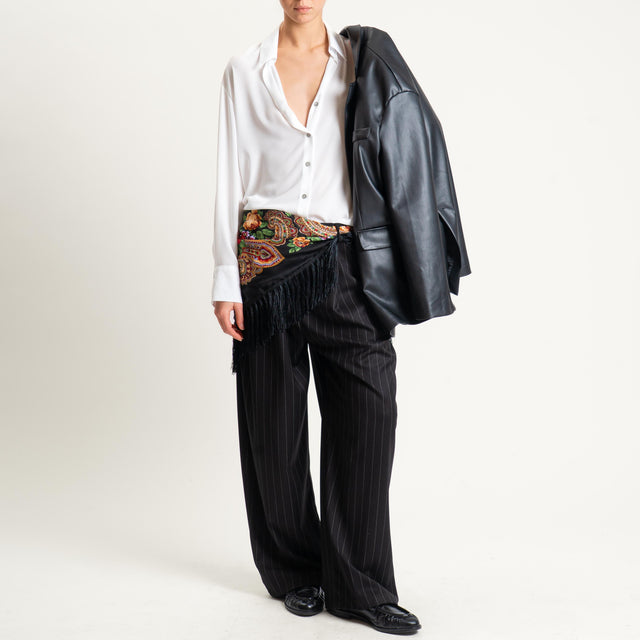 Dixie-Pantalone gessato con foulard - nero