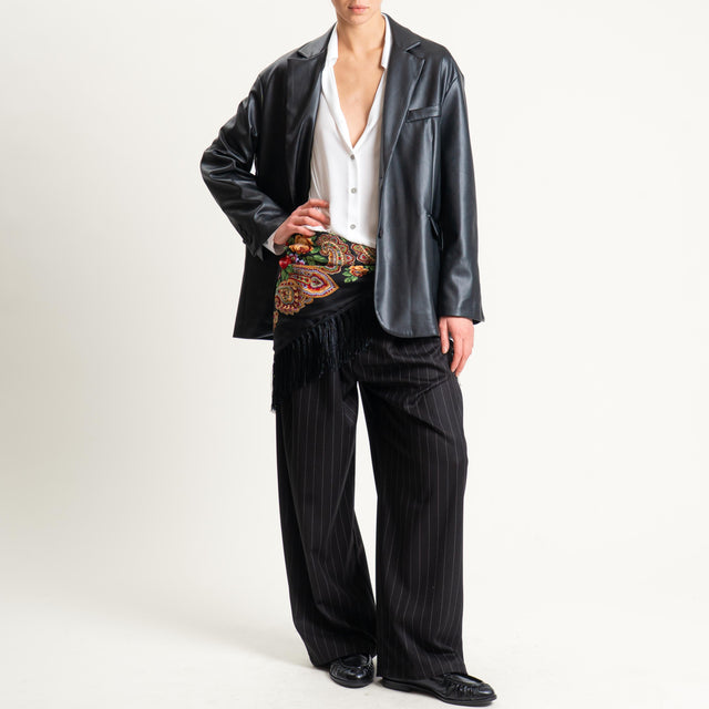 Dixie-Pantalone gessato con foulard - nero