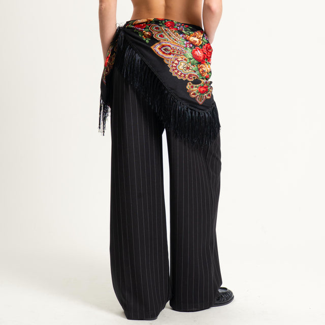 Dixie-Pantalone gessato con foulard - nero