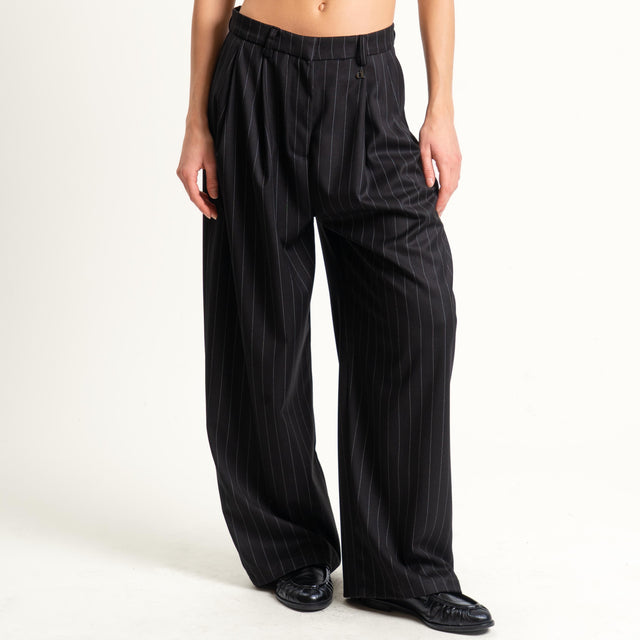 Dixie-Pantalone gessato con foulard - nero