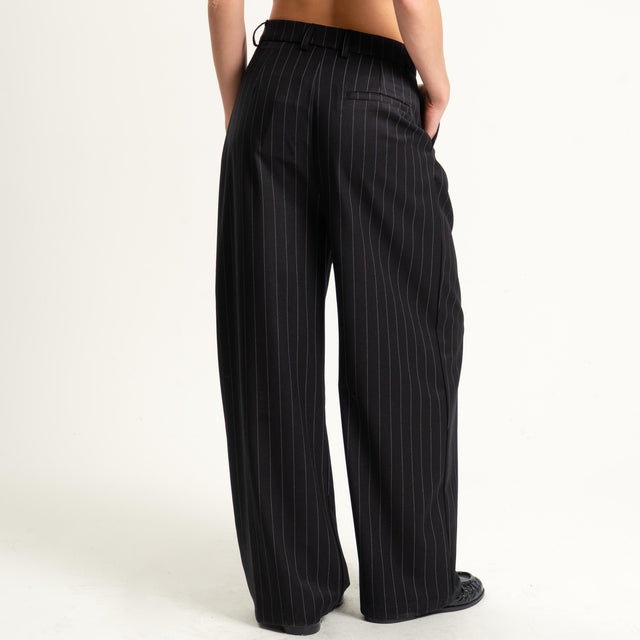 Dixie-Pantalone gessato con foulard - nero