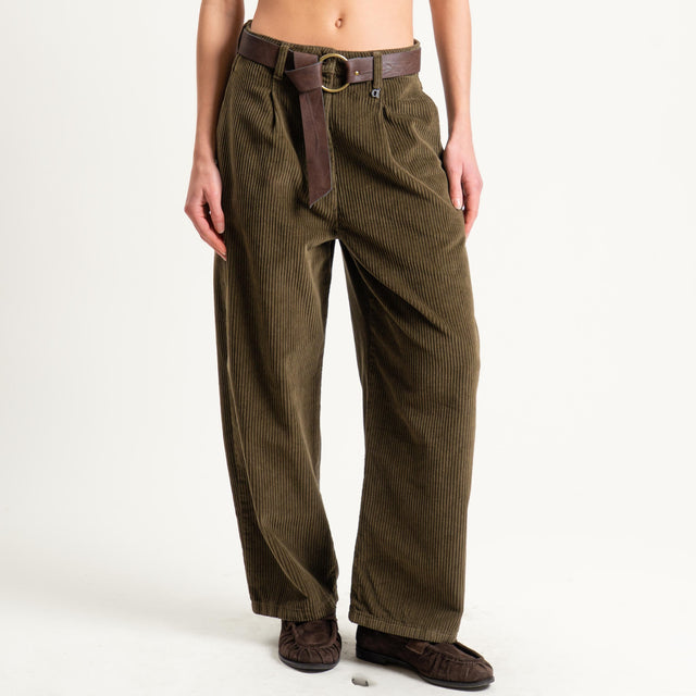 Dixie-Pantalone velluto 500 righe con cintura - militare