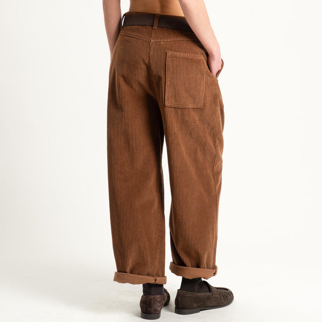 Dixie-Pantalone velluto 500 righe con cintura - tabacco